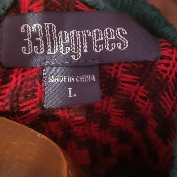 33 Degrees Christmas Sweater Santa Drinking Beer Front Pocket Mens Size Large - Picture 7 of 7